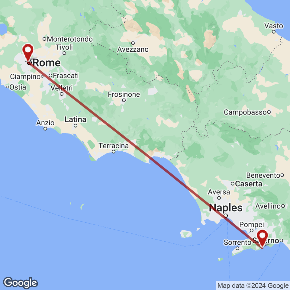Route for Rome, Positano tour